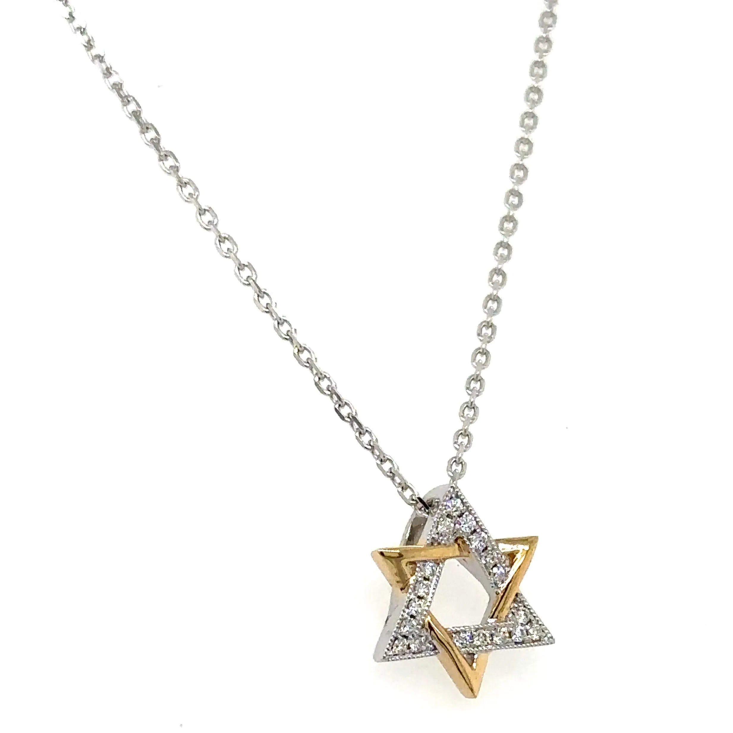 0.09ct tw Diamond and Gold Star Of David Pendant Necklace