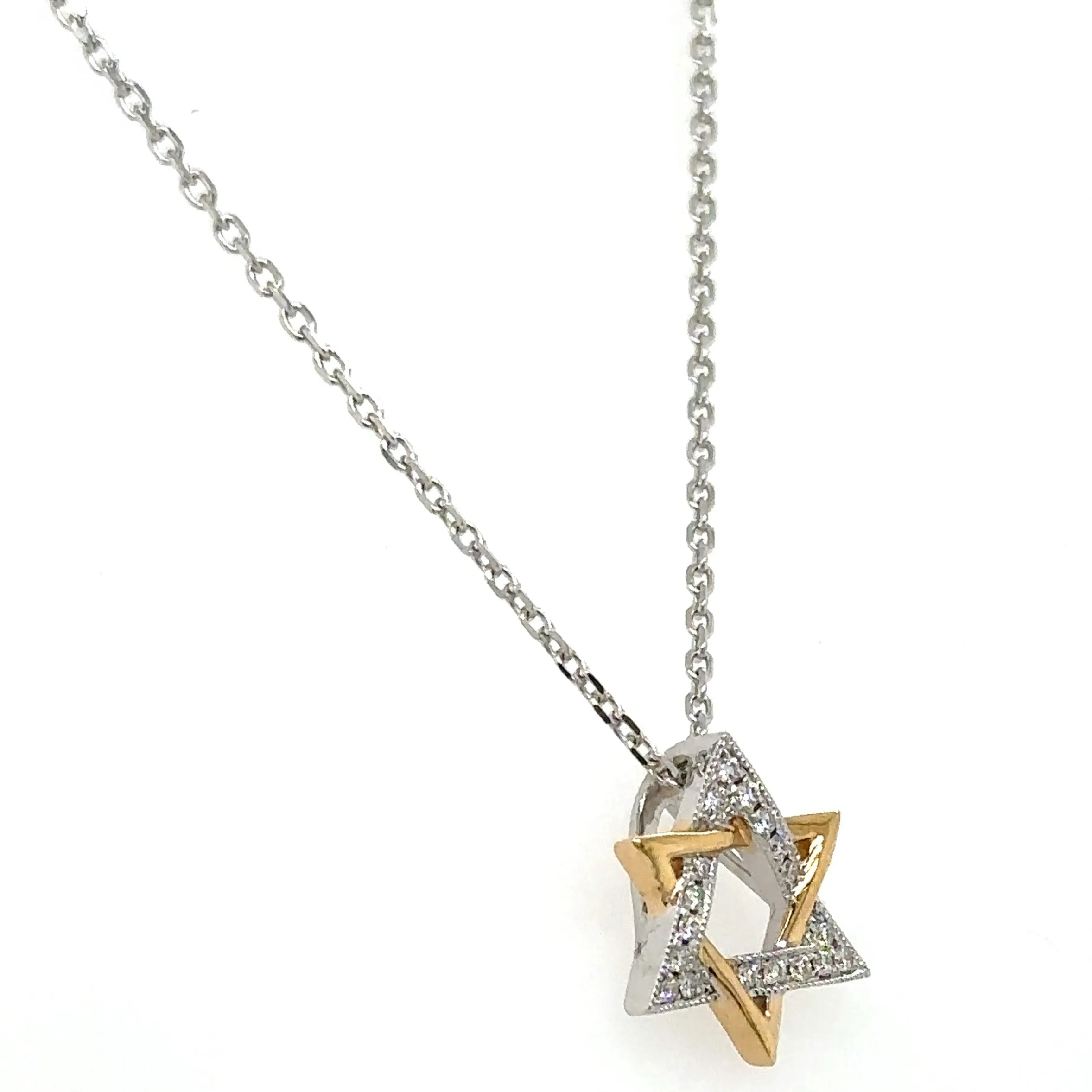 0.09ct tw Diamond and Gold Star Of David Pendant Necklace