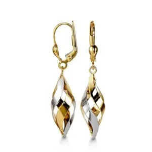 10K Two Tone Gold Twist Drop Earrings