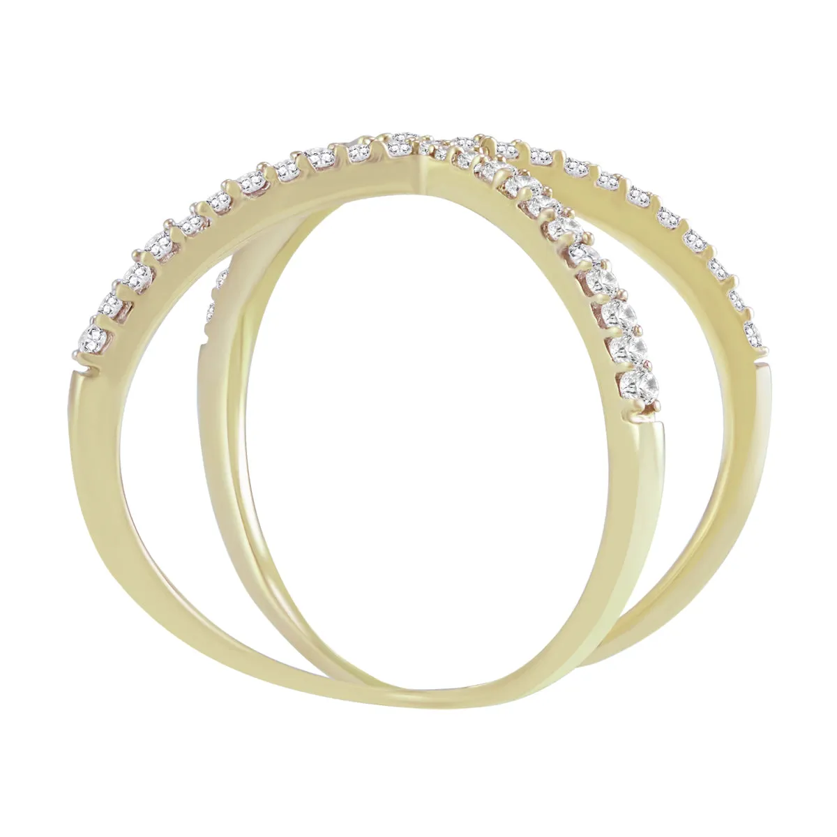 1/2 Carat TW Diamond Criss Cross X Ring in 10K Yellow Gold (K-L Color, I2-I3 Clarity)