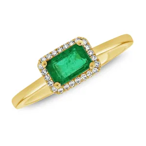 14k Gold Diamond & Green Emerald Ring