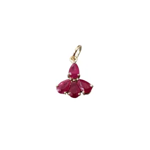 14k Gold Natural Ruby Leaf Pendant