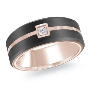 14K Rose Gold Ring from the Noir Collection by Malo - MRDA-159-8P