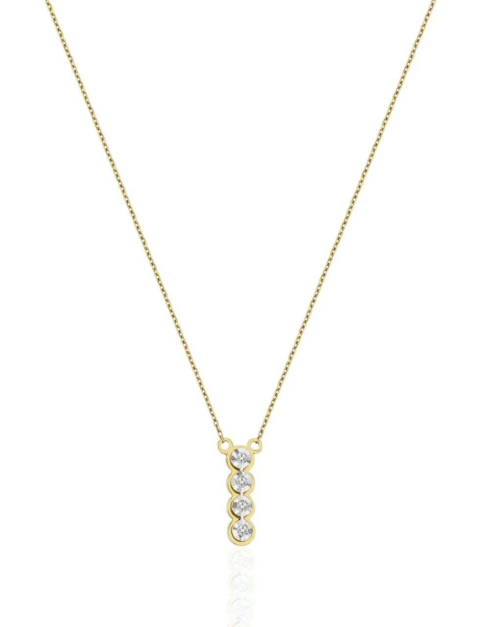 14K Solid Gold Illusion Diamond Necklace