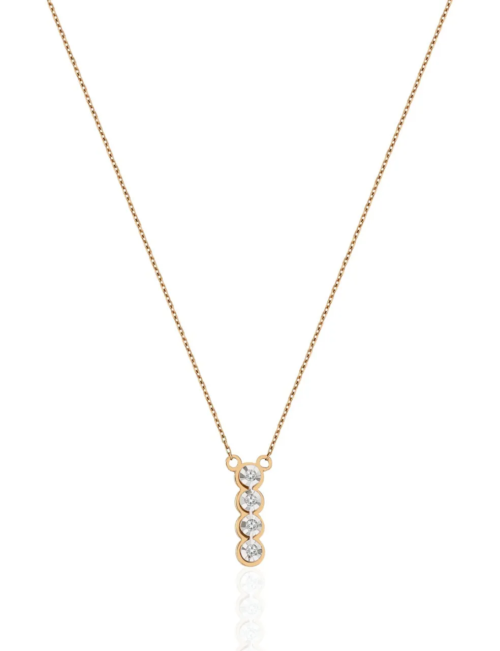 14K Solid Gold Illusion Diamond Necklace