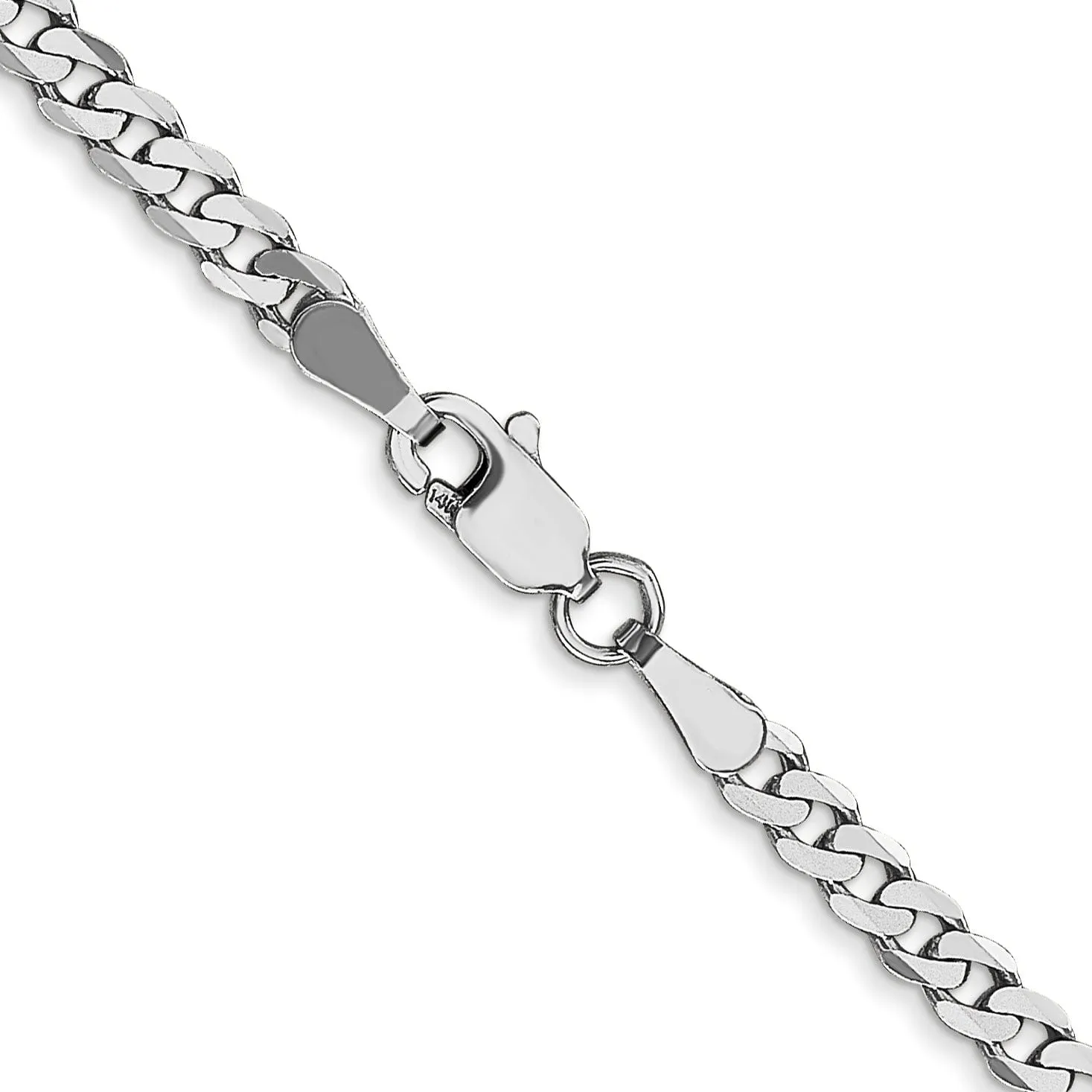 14k White Gold 2.9mm Flat Curb Chain