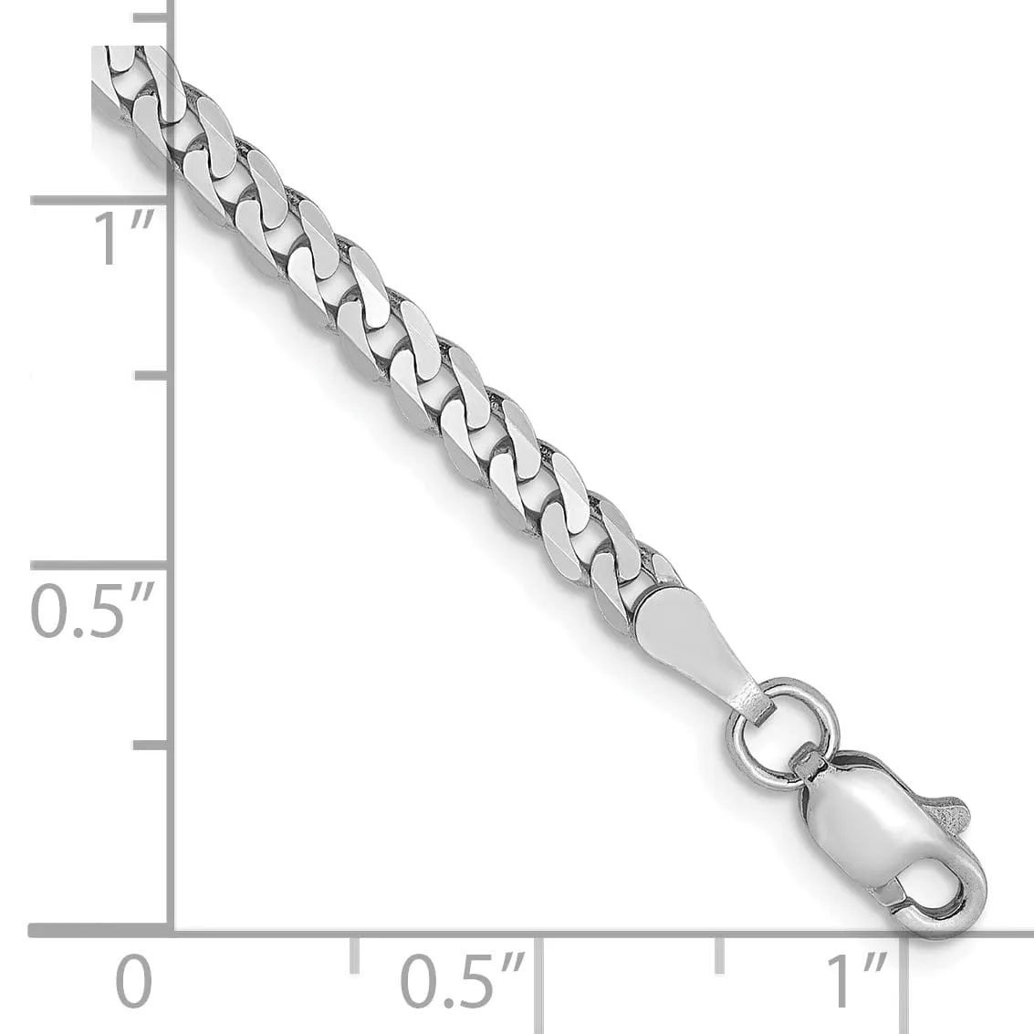 14k White Gold 2.9mm Flat Curb Chain