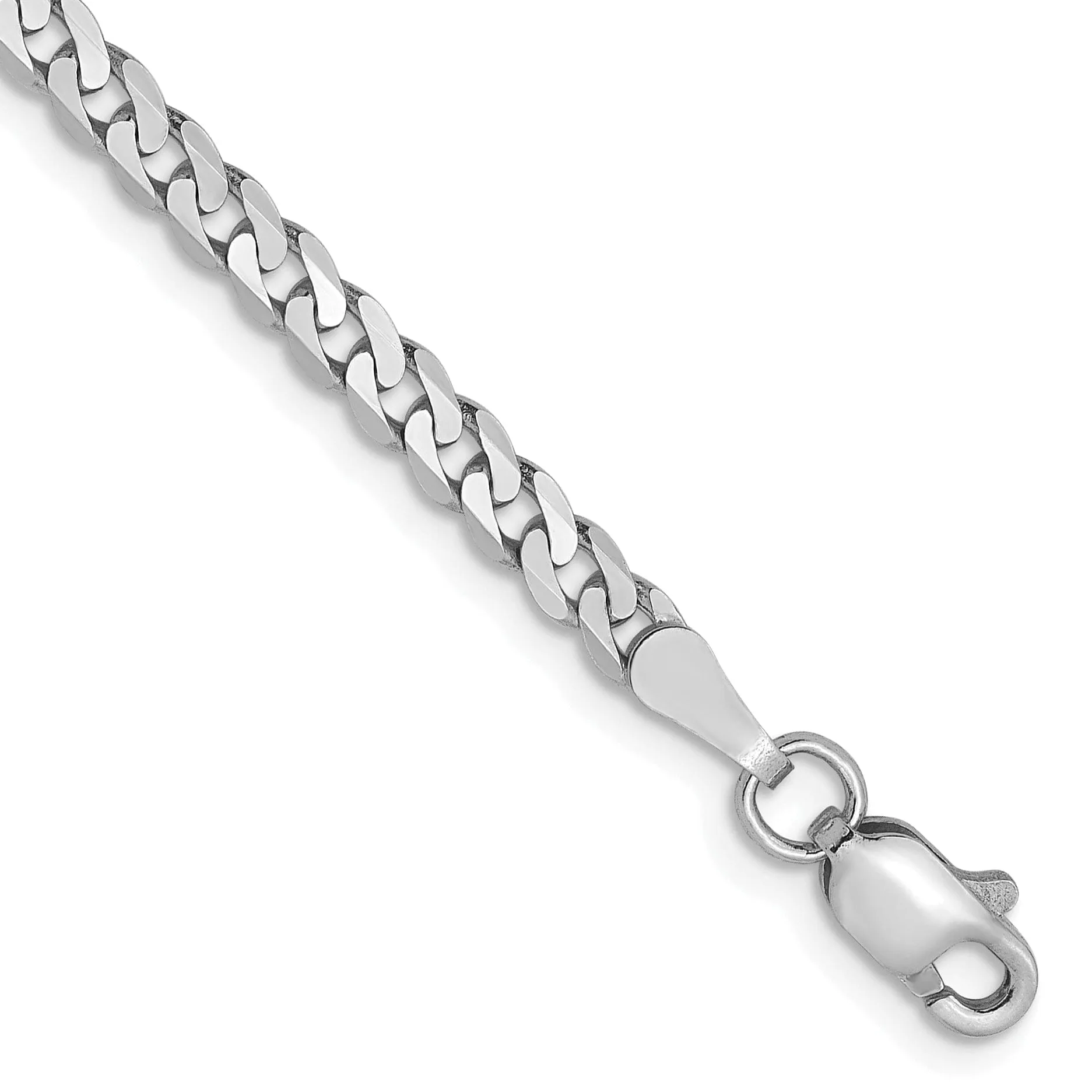 14k White Gold 2.9mm Flat Curb Chain