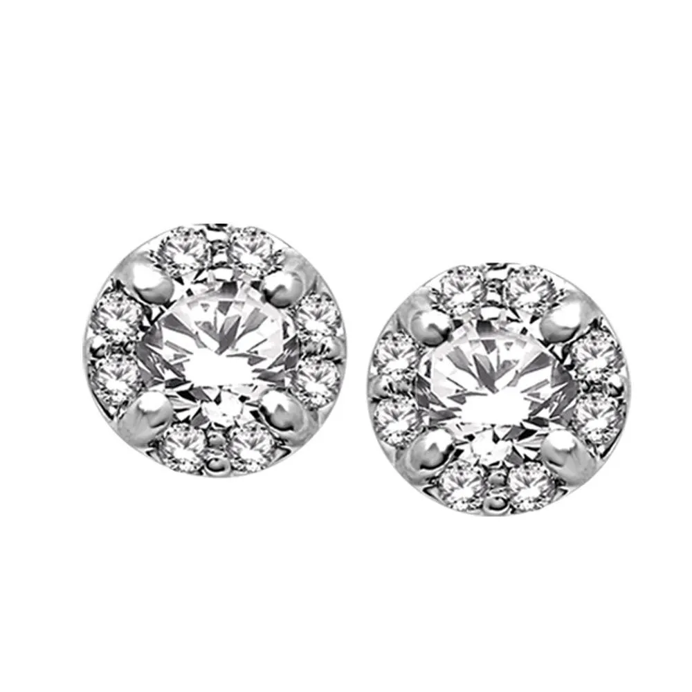 14K White Gold Diamond Stud Earrings