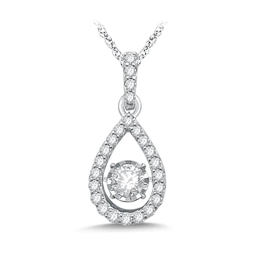 14K White Gold White Gold 1/3Ct Moving Diamond Fashion Pendant