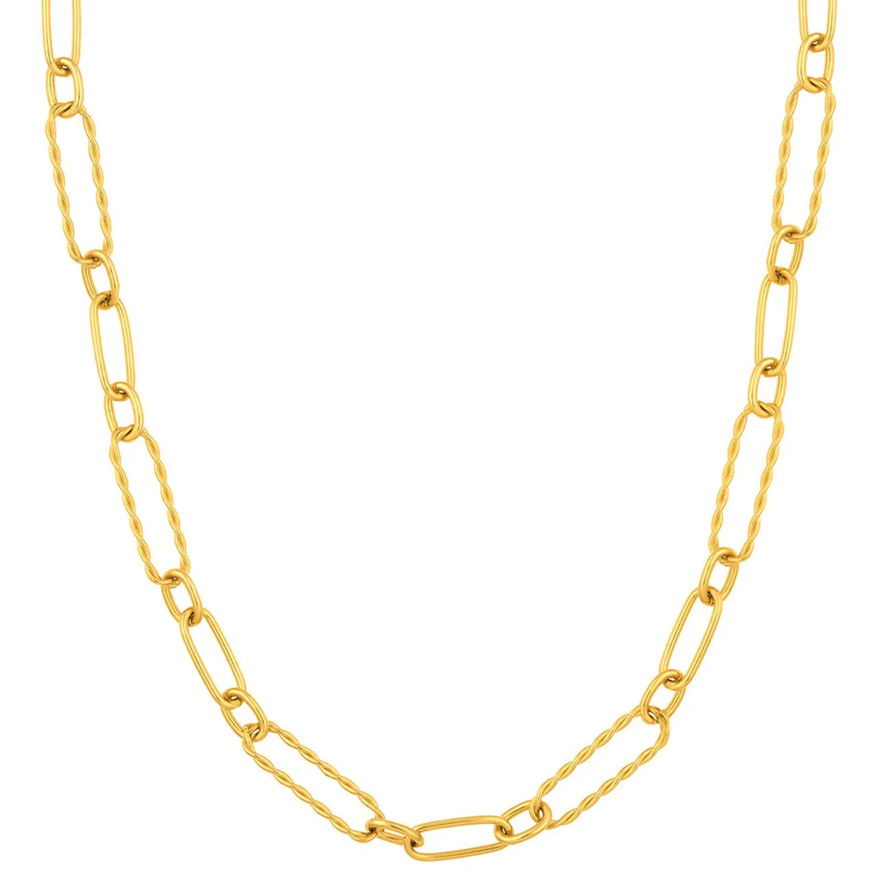 14k Yellow Gold 7.5mm Twisted Oval Paperclip Chain Link Necklace with Lobster Lock