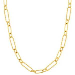 14k Yellow Gold 7.5mm Twisted Oval Paperclip Chain Link Necklace with Lobster Lock