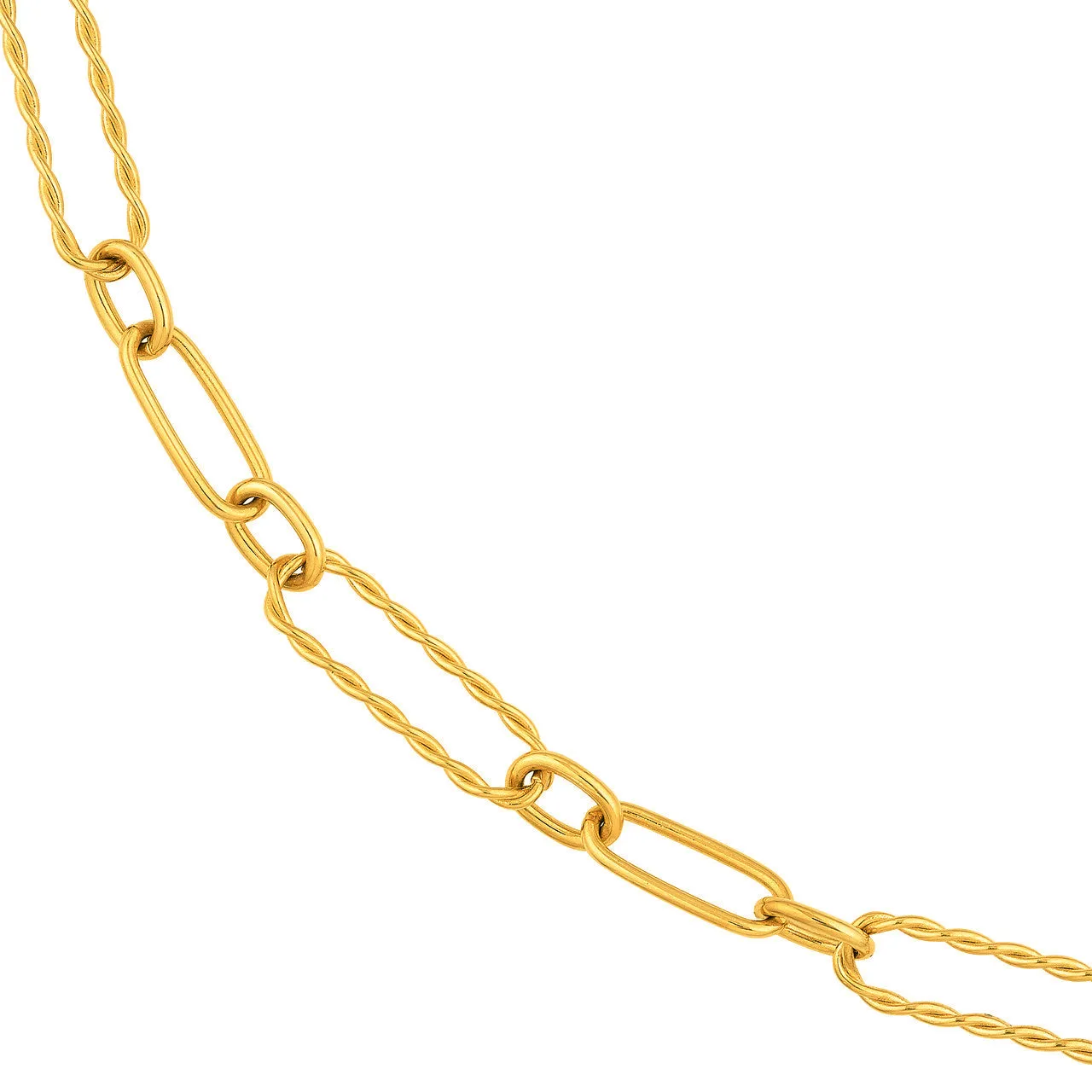 14k Yellow Gold 7.5mm Twisted Oval Paperclip Chain Link Necklace with Lobster Lock