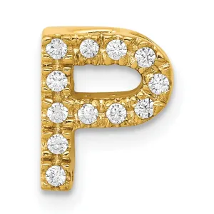 14K Yellow Gold Diamond 0.12-CT Letter P Initial Charm Pendant