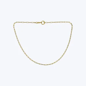 14K Yellow Gold Paper Clip With Charm Clasp Necklace