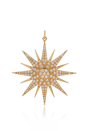 14KY Large Diamond Star Disc Pendant