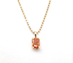 14KY Solitaire Radiant-Cut Tangerine Diamond Pendant 0.80ct