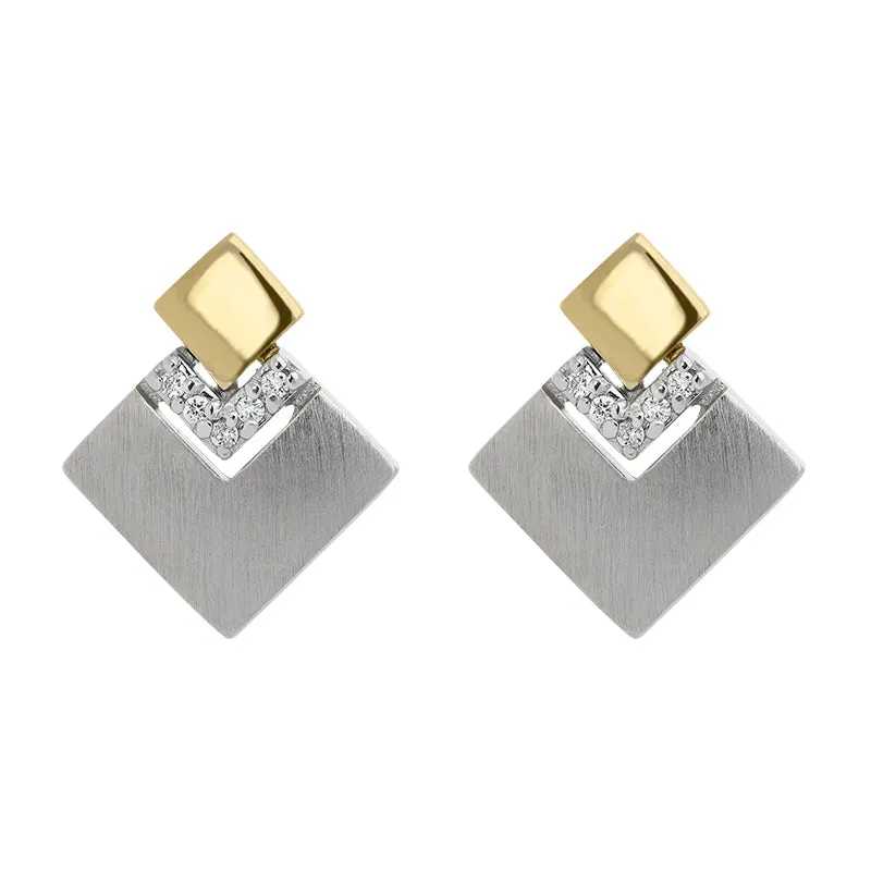 18ct White and Rose Gold Diamond Stud Earrings