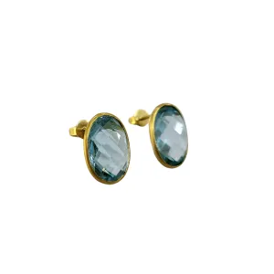 18k Gold Blue Topaz Earrings For Women