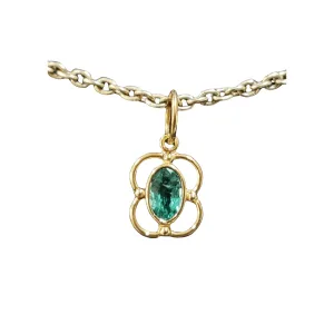 18k Gold Zambian Emerald Dainty Pendant