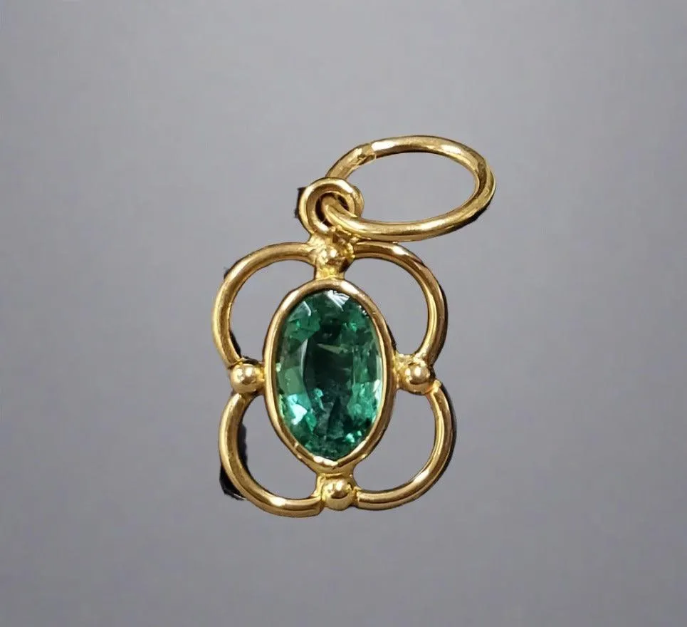 18k Gold Zambian Emerald Dainty Pendant