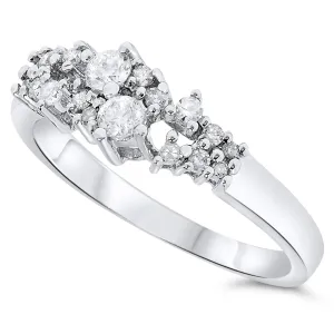 18k White Gold Diamond Cluster Band