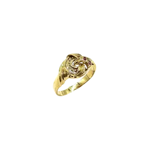 18k Yellow Gold Knot Design Ring with Round Rubies