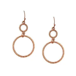 1928 Jewelry Copper Double Hoop Wire Earrings