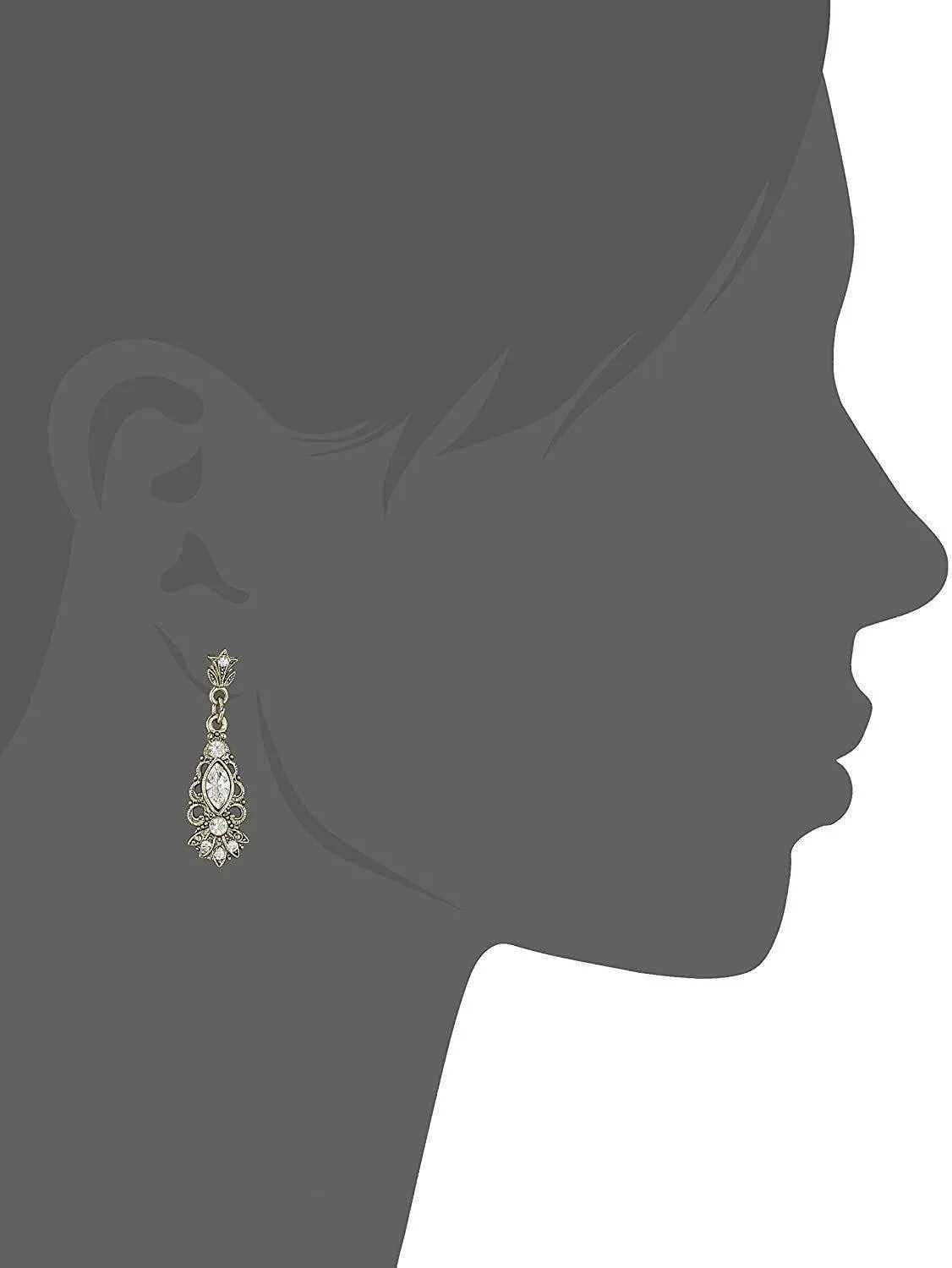 1928 Jewelry Deco Eleganza Euro Crystal Filigree Drop Earrings