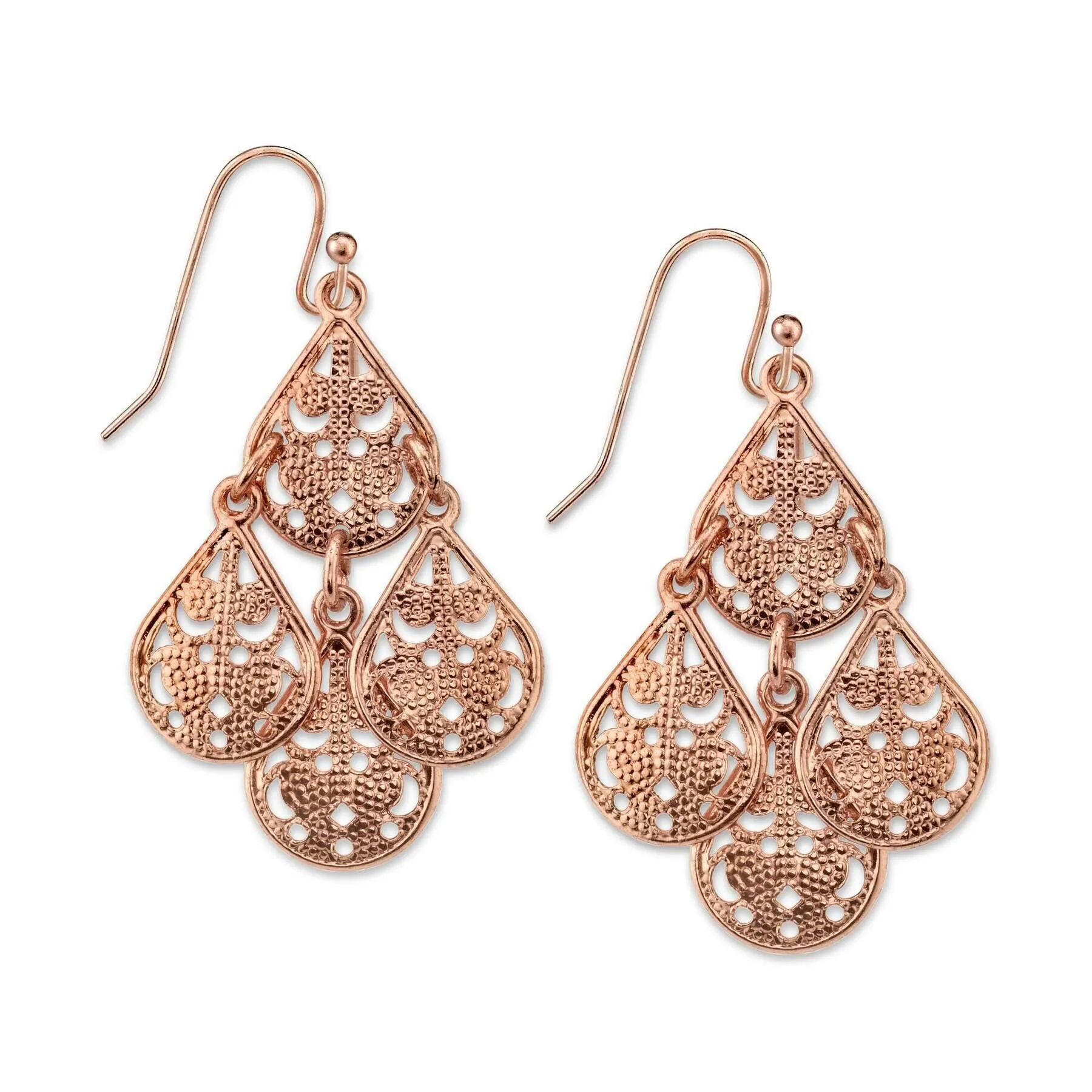 1928 Jewelry Filigree Teardrop Chandelier Earrings