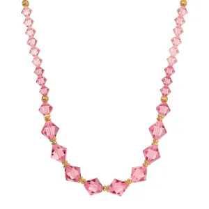 1928 Jewelry Graduated Austrian Pink Lantern Crystal Necklace 15"  3" Extender