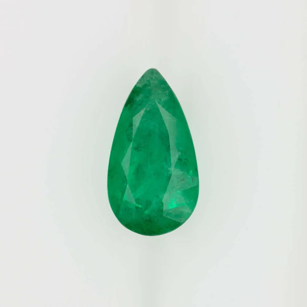 1.97ct NATURAL PEAR SHAPE EMERALD LOOSE GEMSTONE VIVID GREEN TEARDROP 2 CARAT