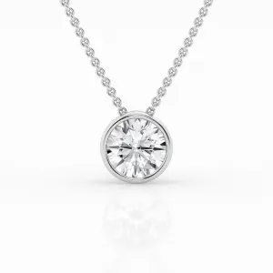 2 ct Round Lab Diamond Centre Stone Bezel Pendant by Mercury Rings