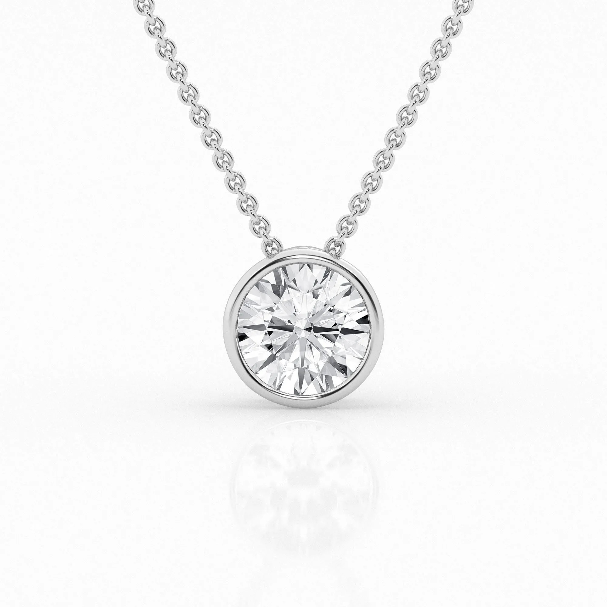 2 ct Round Lab Diamond Centre Stone Bezel Pendant by Mercury Rings