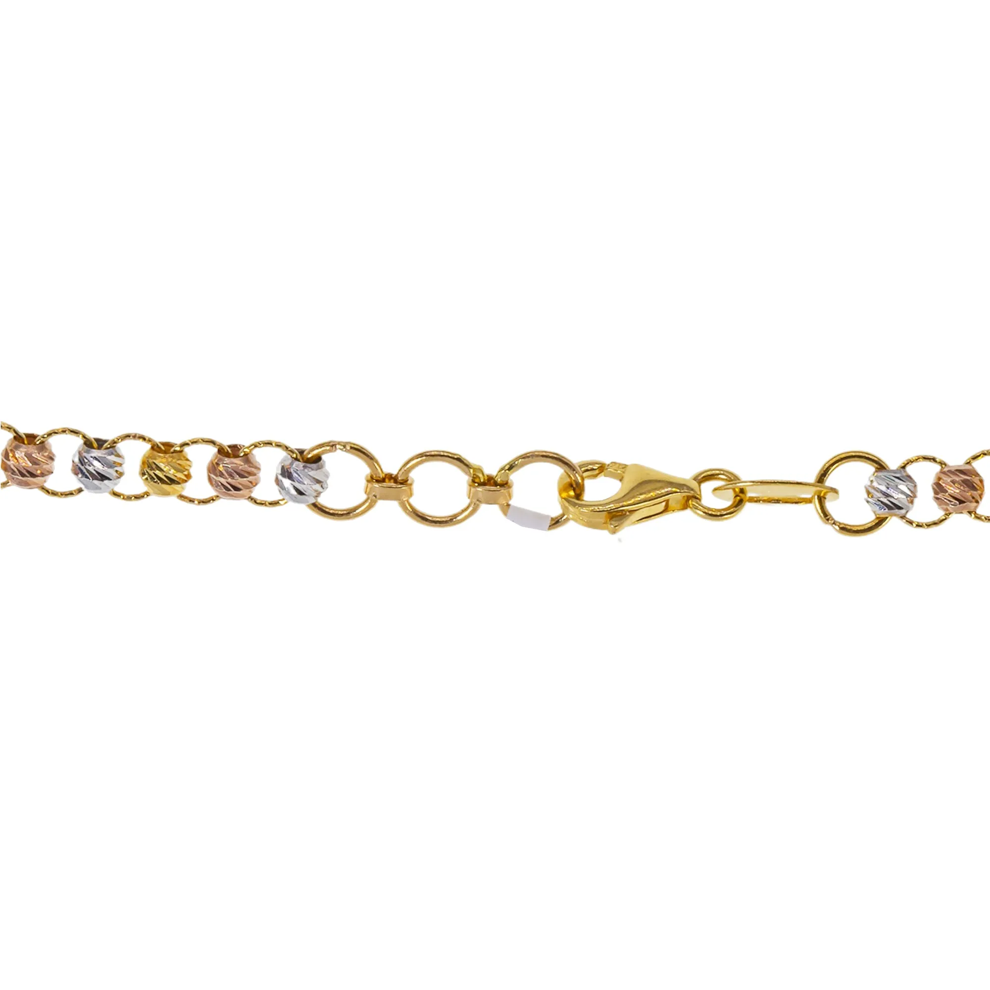 22K Multi-Tone Gold Beaded Chain Necklace (17gm)