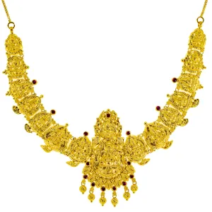 22K Yellow Gold & Ruby Laxmi Necklace (26.3 grams)