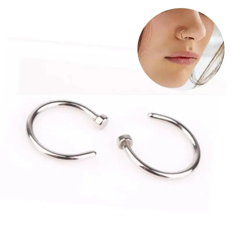 2Pc Stainless Steel Fake Nose Ring C Shape Septum Nose Piercing Lip Rings Ear Cartilage Piercing Women Body Jewelry Wholesale