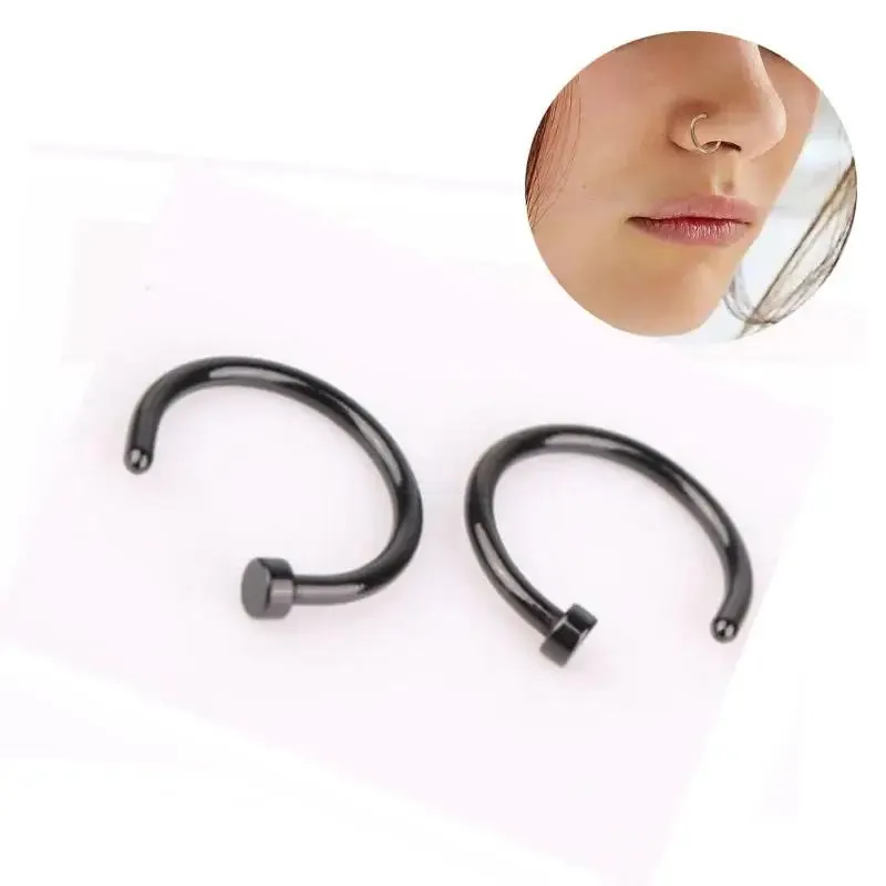 2Pc Stainless Steel Fake Nose Ring C Shape Septum Nose Piercing Lip Rings Ear Cartilage Piercing Women Body Jewelry Wholesale