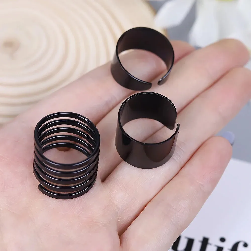 3Pcs Punk Black Wide Rings Female Anillos Stack Plain Band Midi Mid Finger Knuckle Rings Set for Women Anel Rock Jewelry Male