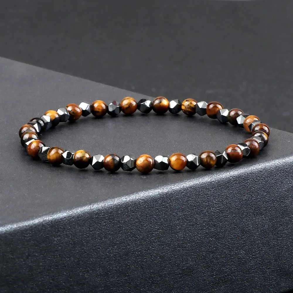 4mm Irregular Hematite Men Beaded Bracelets Natural Tiger Eye Lava Stone Beads Bracelets&Bangles Women Classic Jewelry Pulsera