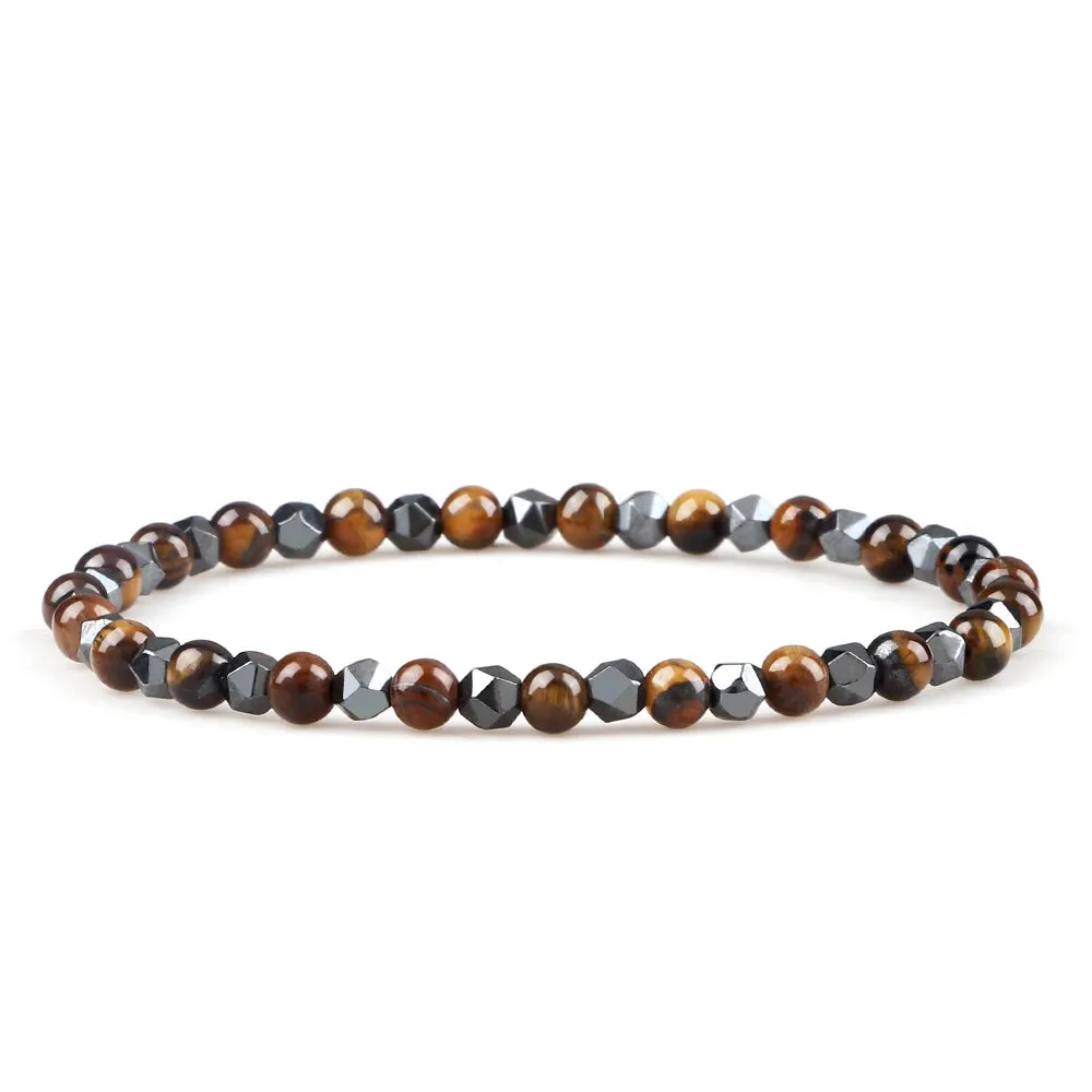 4mm Irregular Hematite Men Beaded Bracelets Natural Tiger Eye Lava Stone Beads Bracelets&Bangles Women Classic Jewelry Pulsera