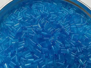 Aqua Blue Transparent Pipe / Bugle Glass Seed Beads (Wholesale)