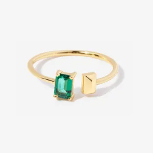 Asymmetric Baguette Emerald Ring