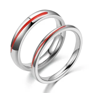 BAECYT 4mm 6mm Simple Couple Rings Red Dripping Oil Stainless Steel Ring For Women Men Ins Style Couples Ring Party Jewelry