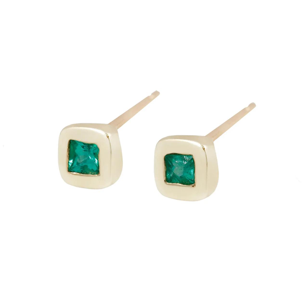 Bezel emerald studs