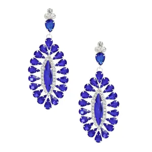 Blue Dangle Teardrop Statement Earrings - Stylish & Bold