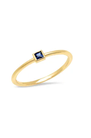 Blue Sapphire Princess Cut Pinky Ring