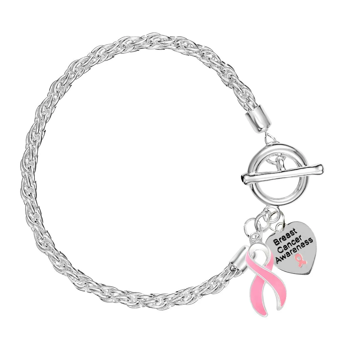 Breast Cancer Pink Ribbon Rope Bracelets