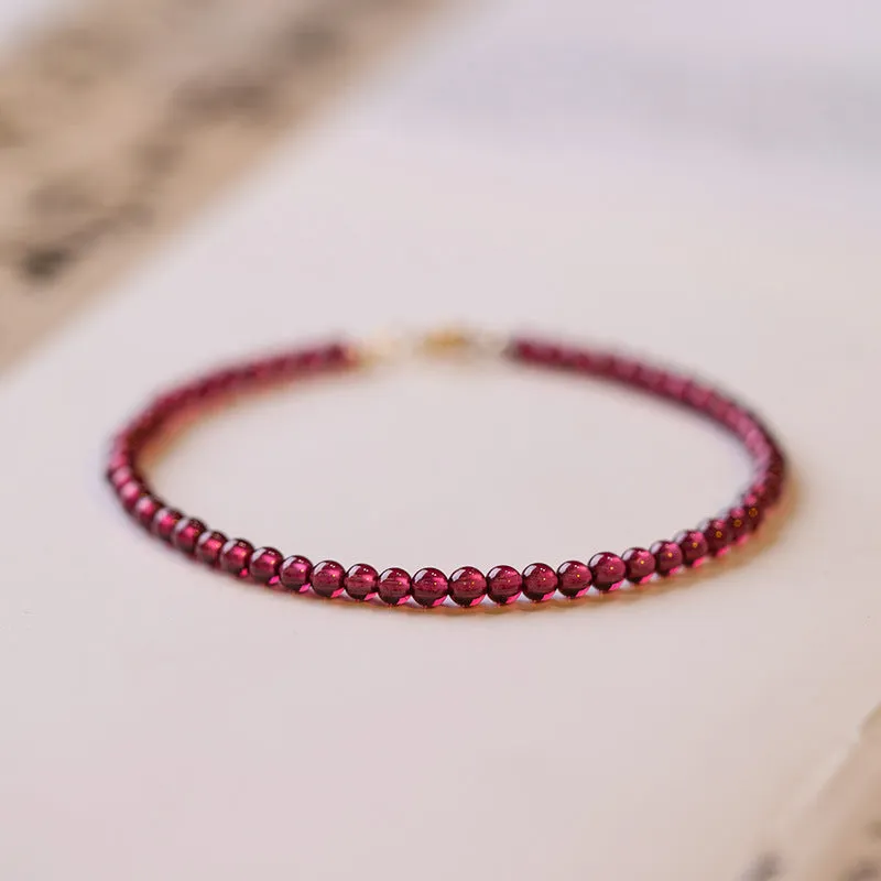 Burgundy Garnet Crystal Bracelet in 14K Gold Plated Sterling Silver