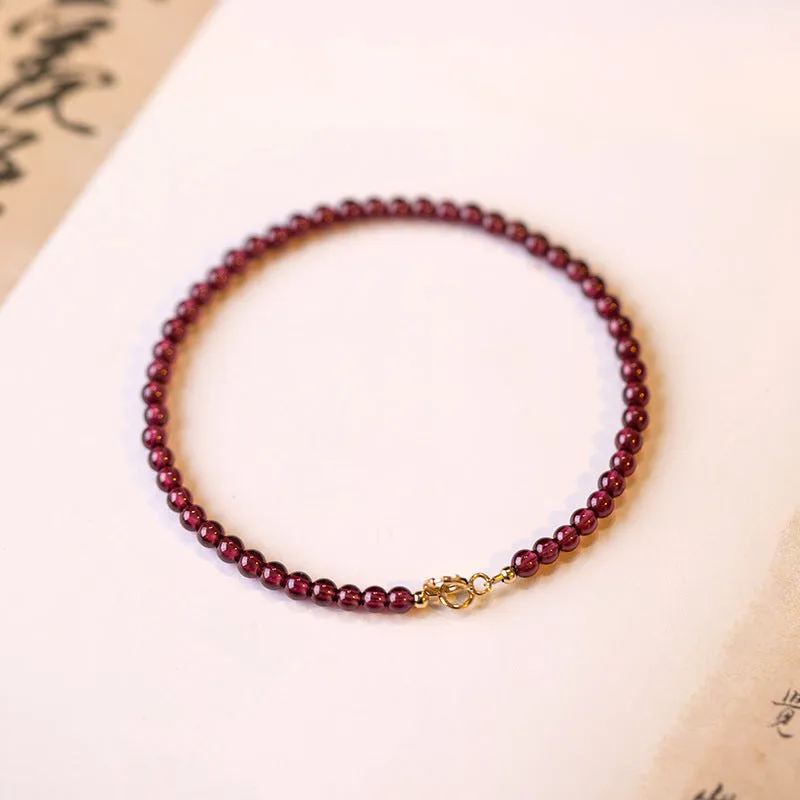 Burgundy Garnet Crystal Bracelet in 14K Gold Plated Sterling Silver